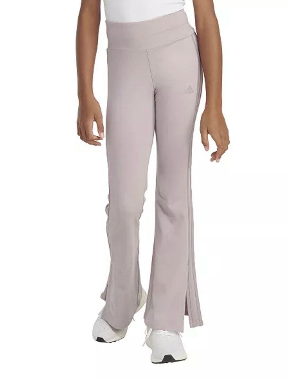 adidas girls' light purple slim flared vented leg  pant